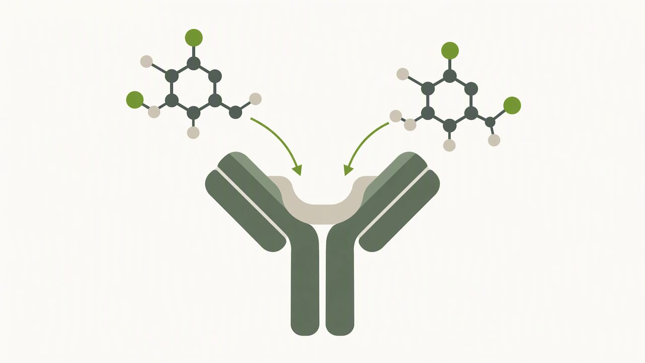 Antibody binding both target and similar medication molecules